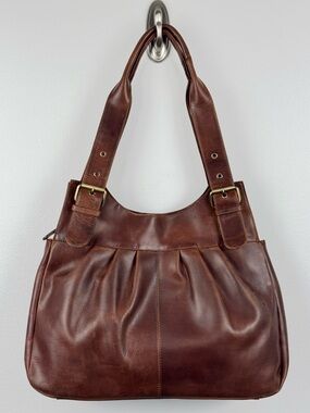 The Leather Store Brown Leather Shoulder Tote.